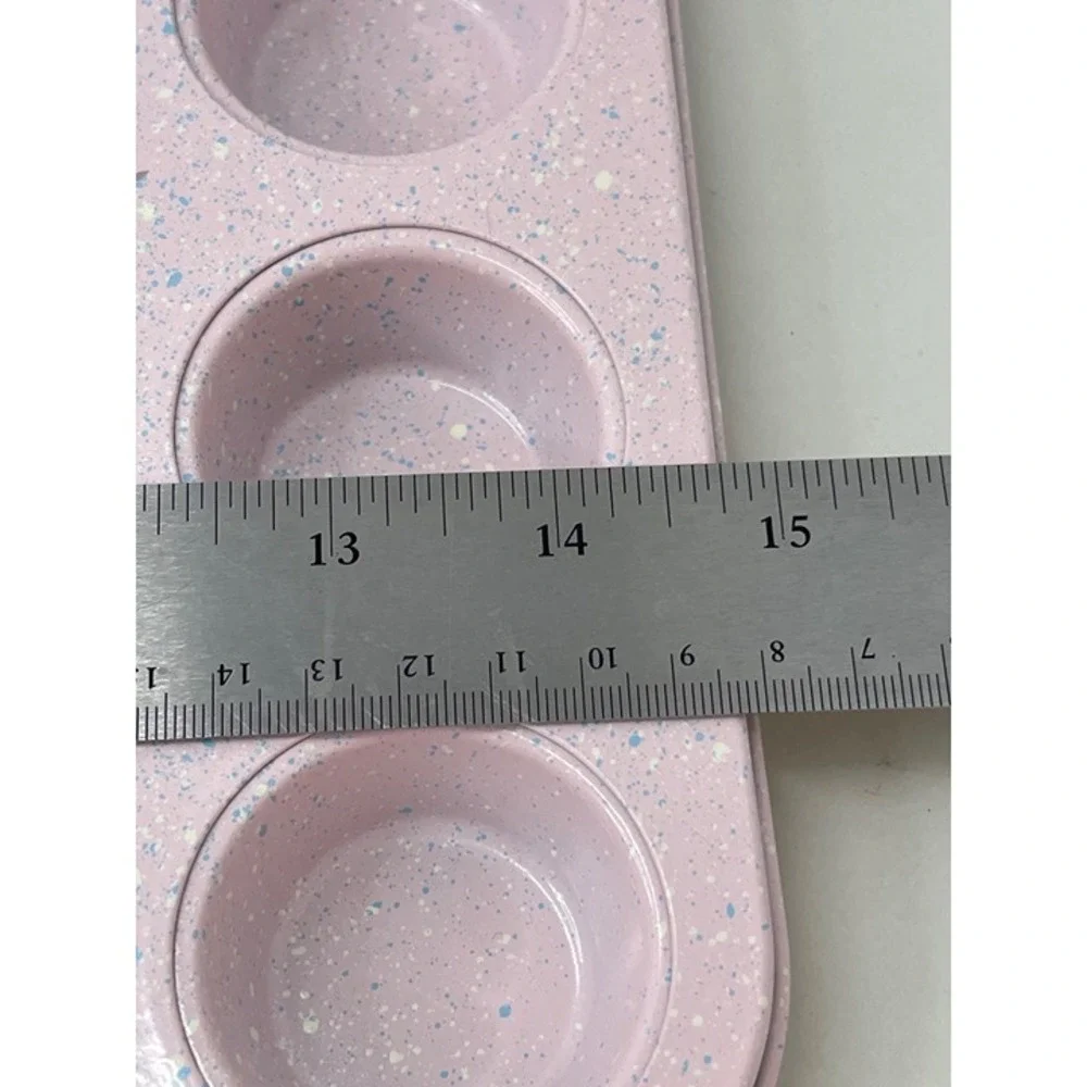 The Bakers Table 2 3/4 Inch 24 Cup Mini Muffin Pan Pink Spec. Durable‎ Non-Stick